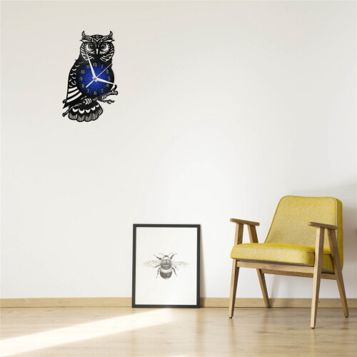 Ρολόι τοίχου βινυλίου Owl2 για διακόσμηση κουζίνας Τέχνη τοίχου Δώρο για τον 2