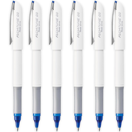 Pentel (Blue) Pentel BY108 Floatune Advanced Rollerball Pen 0.8mm Nib Pack of 6 1
