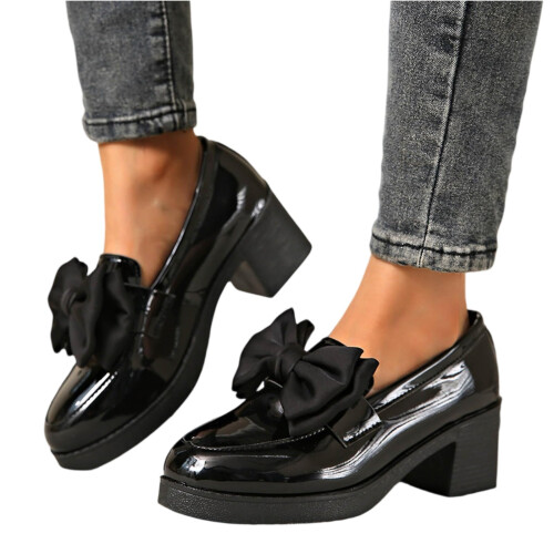 Γυναικεία Loafers Willtoo με Πλατφόρμα και Φιόγκο, Χοντρή Σόλα και Slip On, Άνετα και Κομψά 2