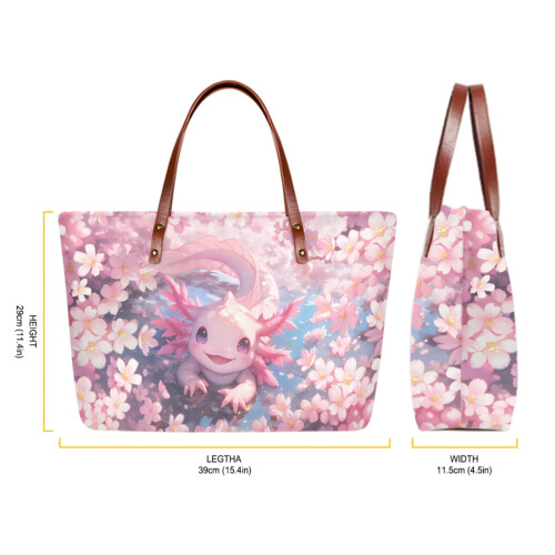 Σετ 2 τεμαχίων τσάντας χειρός Cartoon Axolotl Cherry Blossom για γυναίκες – Τσάντα με λαβή στο 2