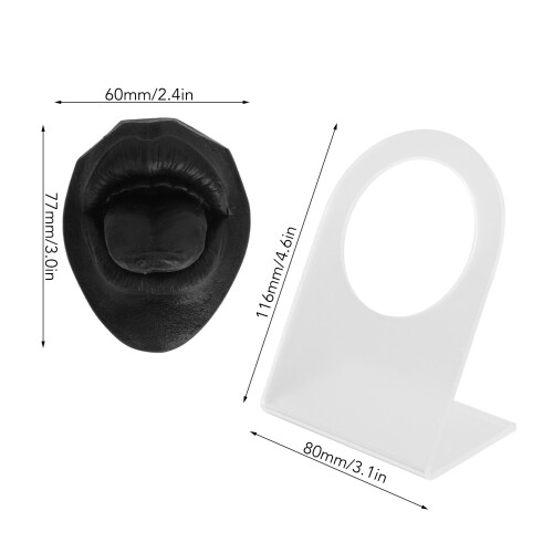 Modello di pratica della lingua in silicone con supporto 77x60mm Nero 1