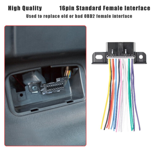 ROCKROK OBD2Θηλυκή υποδοχή OBDII για διαγνωστικά βύσματα αυτοκινήτου θηλυκά J1962F για 1