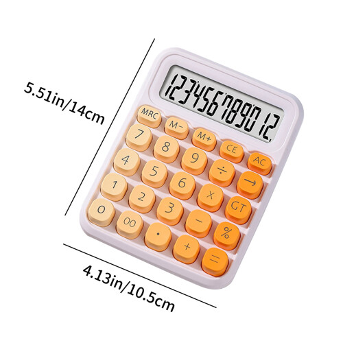 Mechanical Switch Calculator with Big Buttons, 12-Digit LCD, 15 Tilt Screen, Gradient Design (Orange) 1