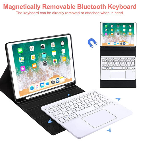 Capa com teclado e touchpad compatível com iPad Pro de 12,9 polegadas (1ª e 2ª geração, 2015/2017) – Retroiluminação em 7 cores, couro PU 1