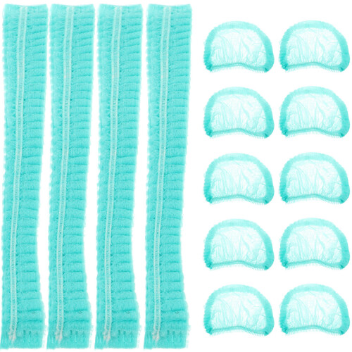 200Pièces Bonnets Douche Jetables Vert Non- Respirant Confortable 1