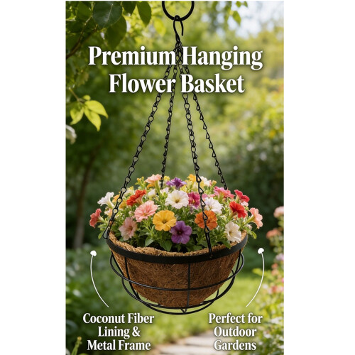 2 Pack 12" Metal Hanging Baskets with Coco Liners 2