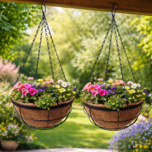 2 Pack 12" Metal Hanging Baskets with Coco Liners