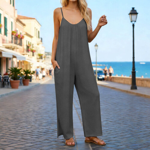 Women's Casual Summer Jumpsuit Sleeveless Boho Backless 1