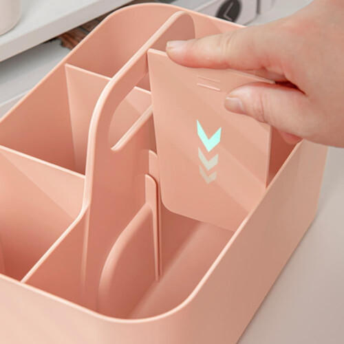 Stackable Portable Organizer Bins: Multi-Purpose Storage for Home & Office Pink 2