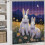 Σετ κουρτινών μπάνιου White Bunnies Moonlit Field 4 τεμαχίων με χαλιά, καπάκι και πατάκι 5