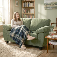 (Green) HOMCOM 2 Seater Sofa, Chenille Small Sofa with Spring Cushions