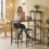 Homcom (Brown) HOMCOM 3Pcs Breakfast Bar Table and Stools Set 4-tier shelving 1