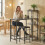 Homcom (Grey) HOMCOM 3Pcs Breakfast Bar Table and Stools Set 4-tier shelving 1