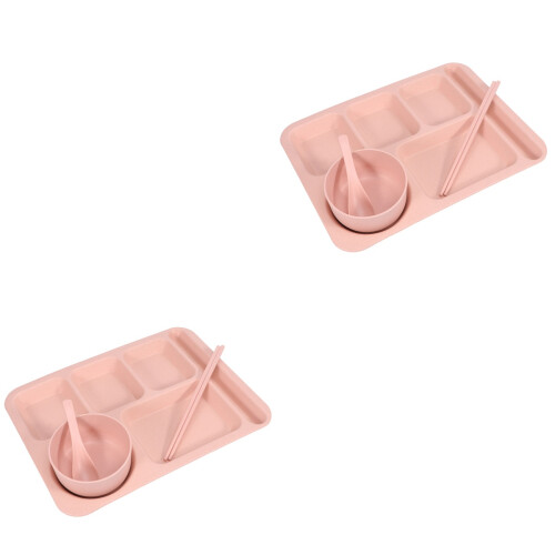 2Ensembles Bols Assiettes En De Blé Rose Pour Repas Sains 2