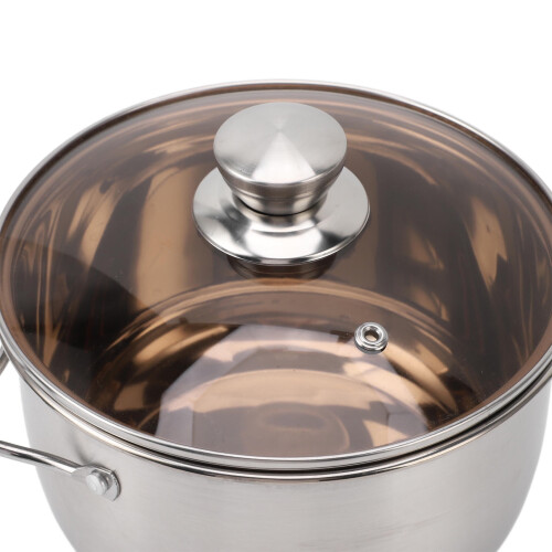 Γαλατιέρα από ανοξείδωτο ατσάλι με γυάλινο καπάκι, μονή λαβή, 13,8" x 7,9" – Ανθεκτική, 1