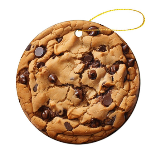 Chocolate Cookie Ceramic Ornament Round 1 Pack