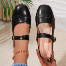 Willtoo Leather Mary Jane Shoes for Women Dressy Square Toe Ballet Flats with Strap Comfortable Walking Shoes Soft Leather Dress Shoes