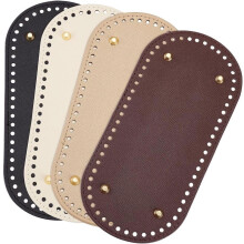 4pcs Oval Crochet Bag Bottom Pads (10x4.7in), PU Leather Shaper with Hole, 4 Colors – DIY Handbag Making