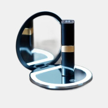 2X 5X LED Makeup Mirror Portable Folding Double-Sided Vanity Mirror with Bright Lights Compact Travel Mirror for Home & On-the-Go Use