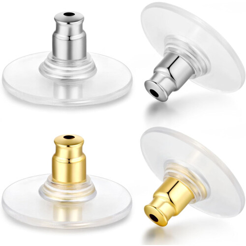 100pcs Hypoallergenic Flat Earring Backs for Studs & Heavy Earrings, Secure Screw-On, Compatible with Most Studs (White)