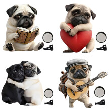 Adorable Pug Acrylic Car Air Vent Fragrance Diffuser, 2D Cute Dog Design, Compatible with Most Vents