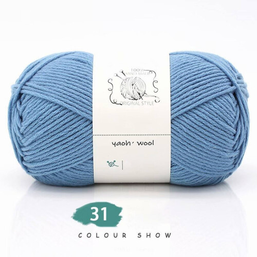 Χειροποίητο Πλεκτό Νήμα #2Sky Blue, 1Τεμ.=100G Χειροποίητο Βαμβακερό Νήμα Μαλακό Πλεκτό 1