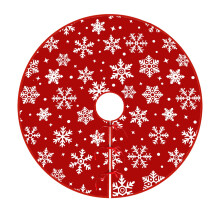 Christmas Tree Skirt, 35Inches Red Xmas Tree Ornaments, Soft Fluffy Christmas Tree Mat with SnowflakePattern for Merry Christmas Holiday Party Decor