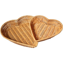 2 Pack Heart Shaped Picnic Basket Heart Shaped Basket and Fruit Basket Dining Table Tray Suitable for Families Picnics Camping and Gift Giving