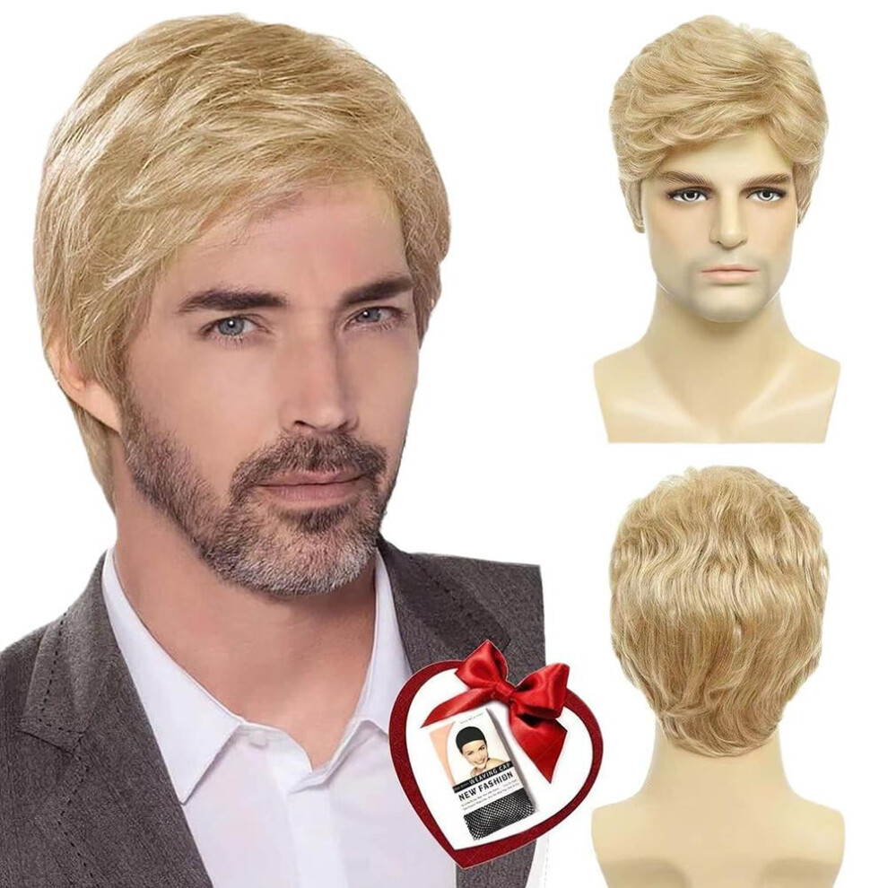 Men's Synthetic Wig Short Straight Diagonal Bangs Black
