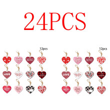 Heart-Shaped Valentine Hanging Ornaments Multicolor 24 Pcs