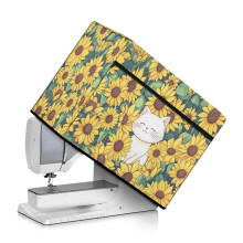 Sunlower Cute Cat Dust Cover for Sewing Machine – Reusable with Storage Pocket, Compatible with Most Sewing Machines