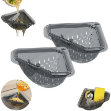 2-Pack Magnetic Corner Sink Filter Basket, Food-Grade PP, Push-Bottom Drain, 30% More Coverage, 0.12" Debris Trap — Compatible with Standard Sinks
