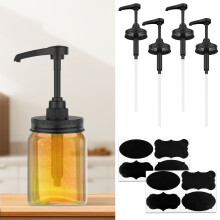 4-Pack Stainless Steel Syrup Dispenser Pumps for 16oz Regular Mouth Jars – Compatible with Honey, Sauce, Coffee Syrup