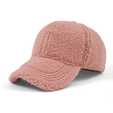 Bonnet de baseball rose en polaire d'agneau unie pour femme, épais, chaud et coupe-vent, idéal pour l'extérieur.