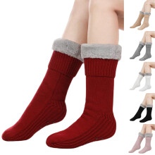 Fuzzy Socks for Women and Girls, Winter Warm Sleeping Plush Comfy Slipper Socks, Soft Home Floor Socks, Black