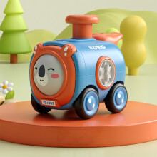 Press and Go Toy Train Car, Whistle Sound and Changeable Face Expression, Early Educational Push Vehicle for Toddlers Boys Girls Learning Gifts