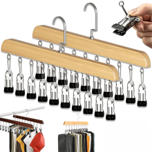 Wardrobe Storage Rack with 10x 360 Rotating Metal Clips & Silicone Tips for Strong Grip – Perfect for Clothes Organization