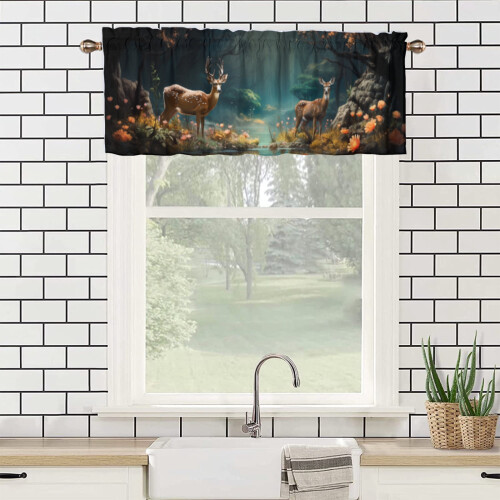 Θερμικό παράθυρο Forest Deer Rustic Wildlife Valance 54x18in 2