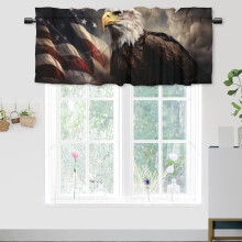 Eagle Valance Rod Pocket Curtain, USA Flag Bald Eagle Theme, 54x18 in, 1 Panel – Compatible with Standard Rods