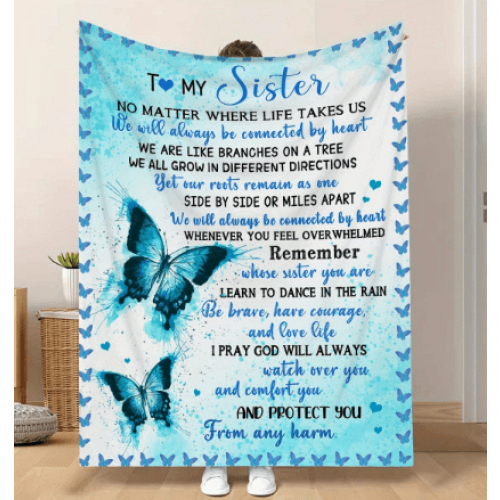 Inspirational Sisters Quote Knitted Polyester Flannel