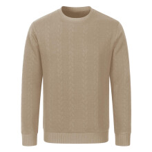Men's Solid Round-Neck Heavy Jacquard Pullover Sweater