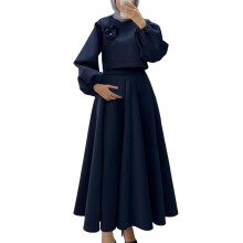 Elegancki damski, luźny, dwuczęściowy komplet z tuniką i spodniami z długim rękawem i nadrukiem kwiatowym