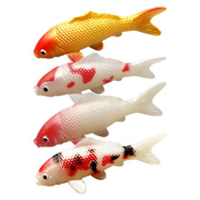 4 buc decor artificial cu pești Koi pentru acvariu, figurine realiste în mișcare, colorate din plastic, pești aurii pentru iaz, fântână de