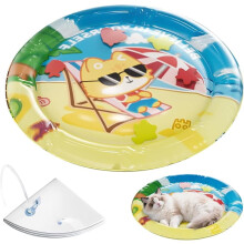 Pet Cooling Splash Pad with Inflatable Rim, Thickened Water Sensor Mat for Cats & Dogs (25in), Free Air Pump – Compatible with Indoor Cats