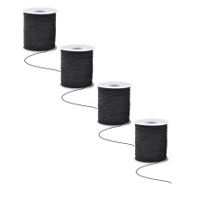 4 phíosa Corda Leaisteacha Dubh 1mm le haghaidh Déanamh Bráisléid, Sreangán Síneadh atá Comhoiriúnach le Tionscadail Seodra DIY