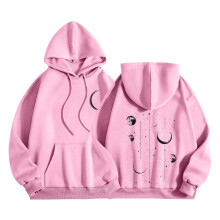 Oversized-Hoodie mit Blumenmuster für Damen, Langarmpullover mit Tasche, Fleece-gefüttert, lässige Tunika-Tops für Herbst/Winter
