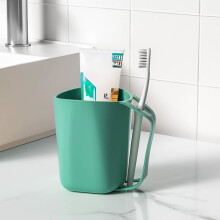 AuroraX Toothbrush Cup with Handle Novelty Minimalist Cute Travel Bathroom Tumbler Funny Cup Birthday Gifts for Women Men Office Coworkers(Green)