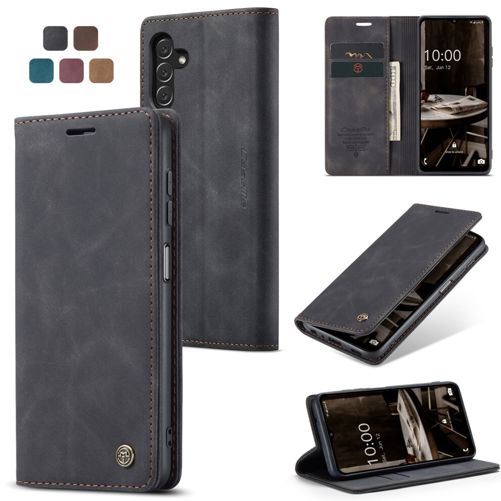 Tech Circle Pu Leather Wallet Case For Samsung Galaxy A14 5G (6.6", 2023) – Rfid Blocking, Kickstand, Shockproof, Black 9341593610414