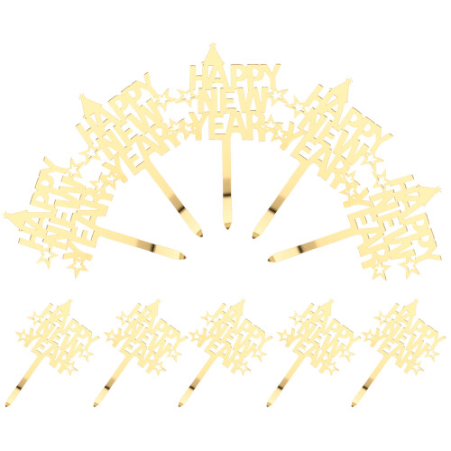 40Pièces Inserts Gâteaux Dorés Thème Nouvel An Décorations Pratiques 2