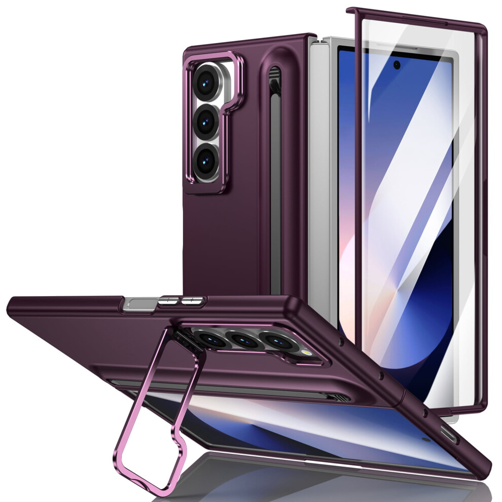 Compatible With Samsung Galaxy Z Fold 7 Case: Pen Holder, Camera Frame Stand, Matte Pc Bumper, Screen Protector, Kickstand Â Winered 9193271960447